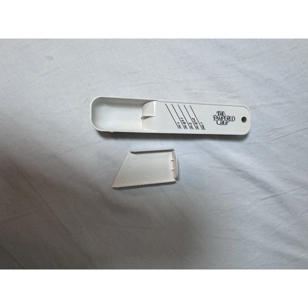 PAMPERED CHEF White Adjustable Measuring Spoon Teaspoon Tsp USA Made Cooking